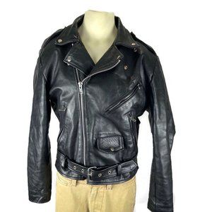 Wilsons Full Zip Black Leather Motorcycle Med